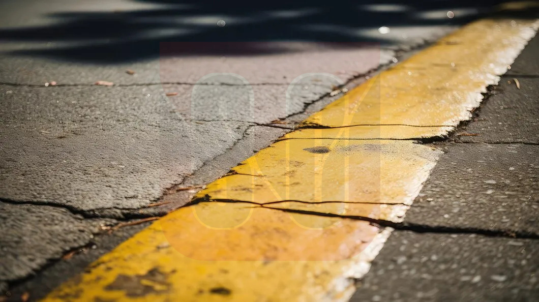 Freshly poured concrete sidewalk sectioned off with caution tape alongside a tree and adjacent to a building.